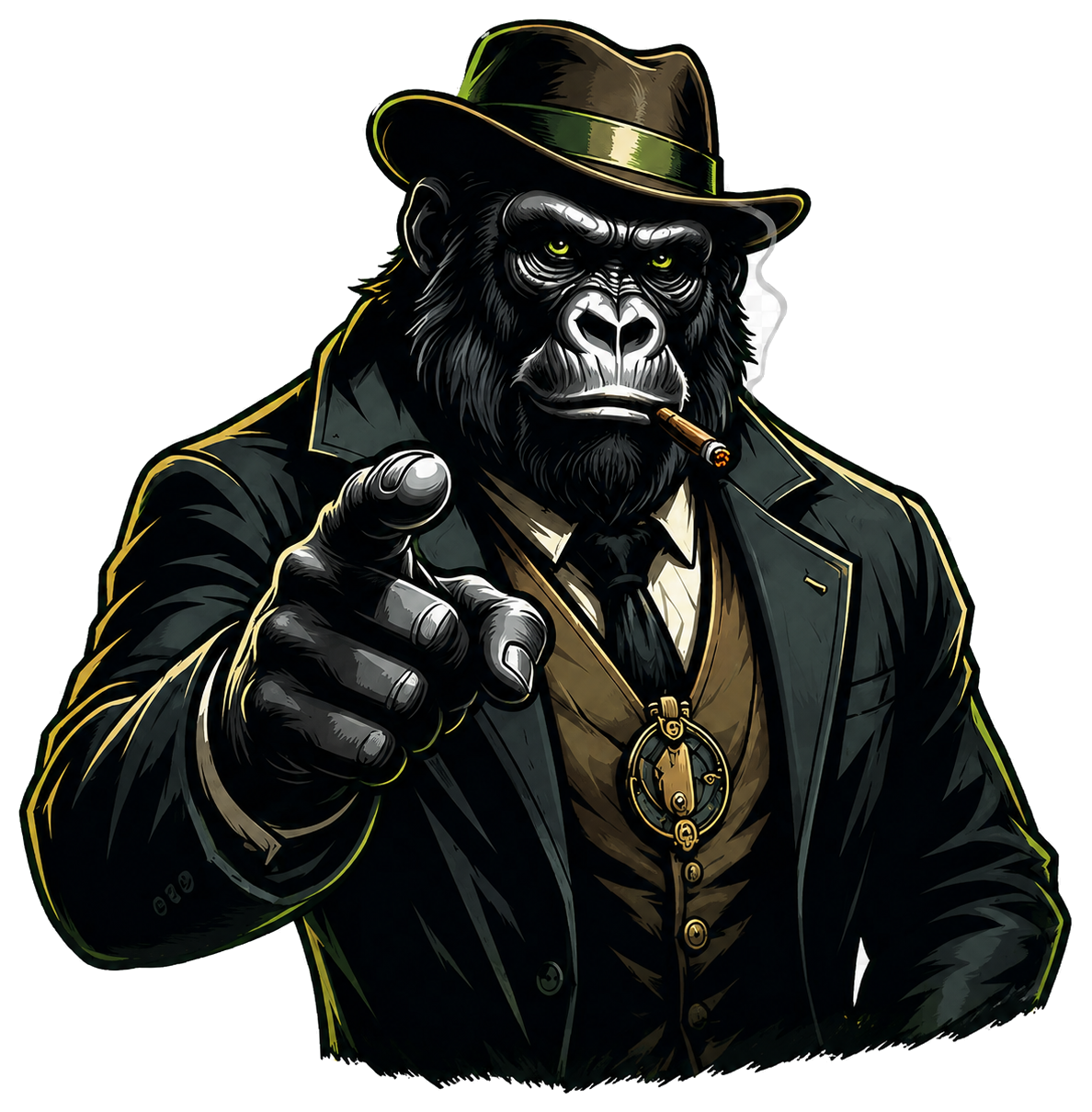 Growth Gorillas mascot pointing forward